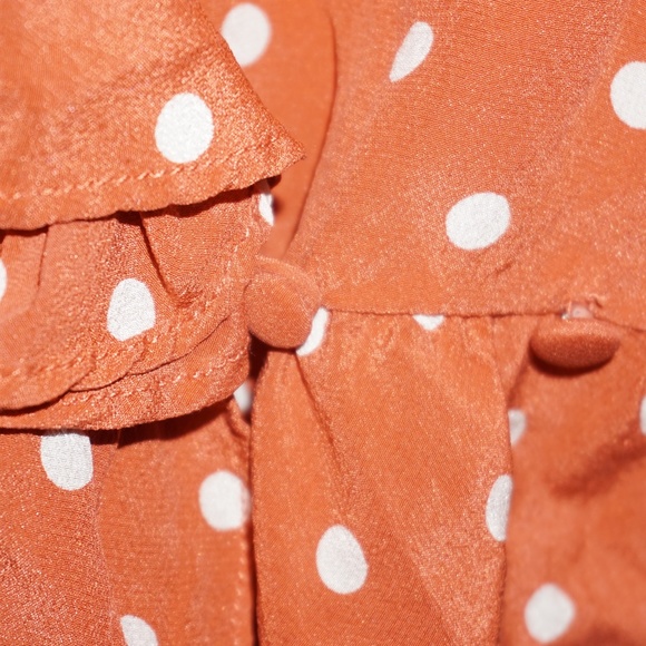 Realisation Par Valentina Ruffle Rust Spot Red polka dots Blouse - Picture 5 of 10